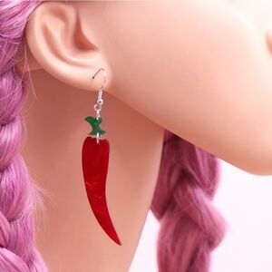 Acrylic Red Hot Pepper Earrings